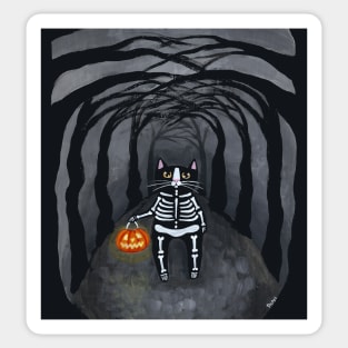 Trick Or Treat Skellie Cat Sticker